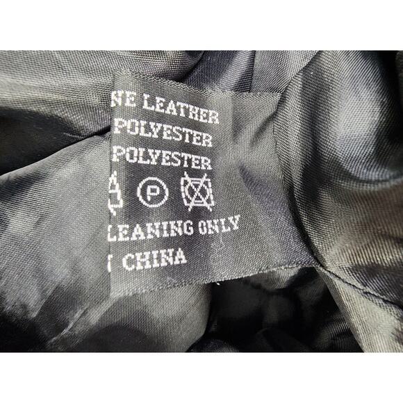 Vintage 90s Leather Works Patchwork Tie Waist Leather Jacket Size M Black Lined - Picture 9 of 11